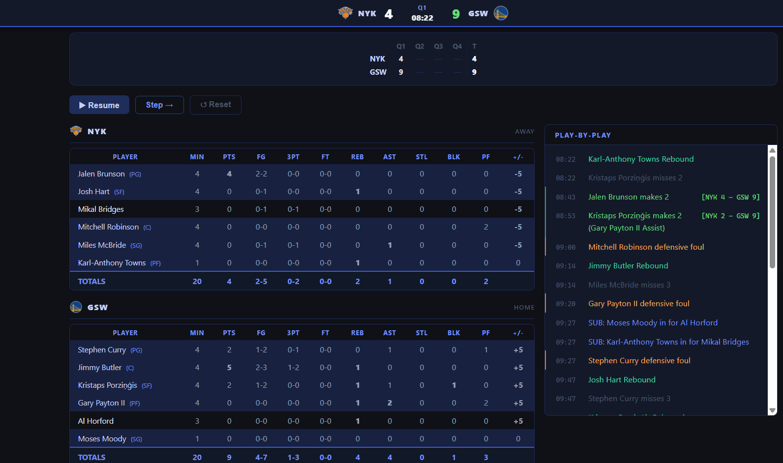 NBA Game Simulator screenshot